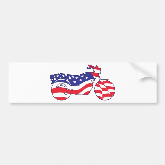 Patriotic Motorcycle Bumper Sticker (Front)