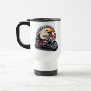 Patriotic Motorcycle Eagle Travel Mug