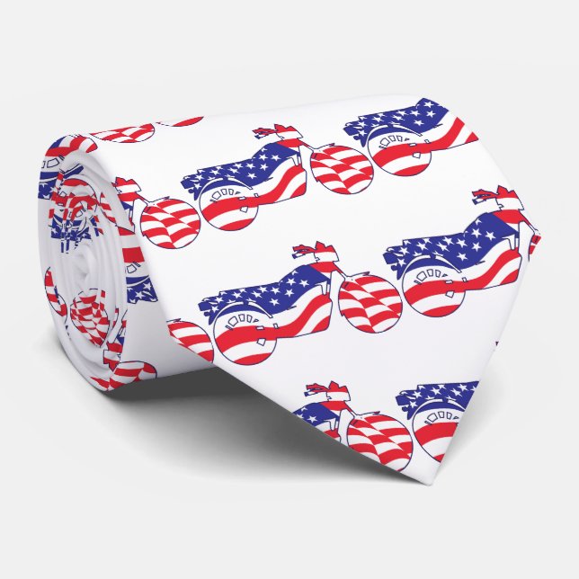 Patriotic Motorcycle Tie (Rolled)