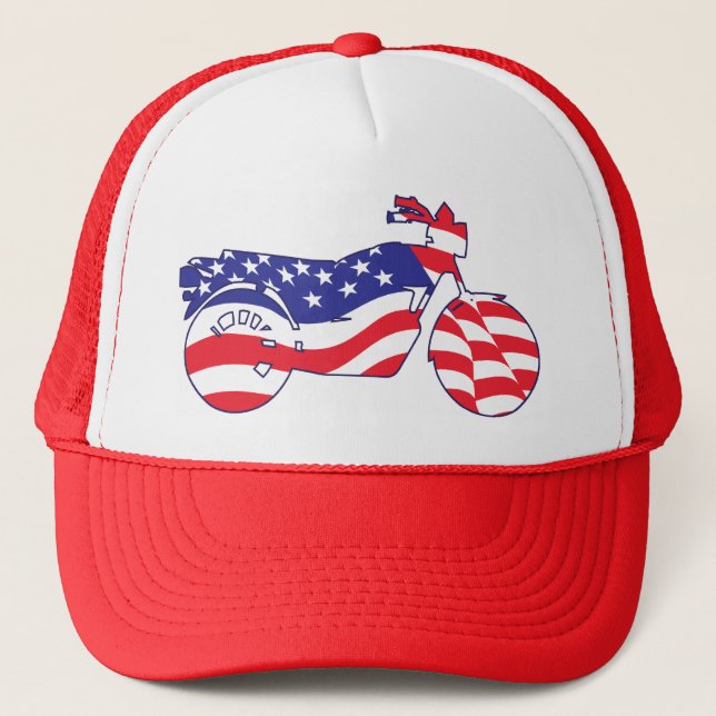 Patriotic Motorcycle Trucker Hat (Front)