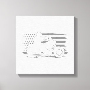 Patriotic Motorcycle Vintage American Flag Biker Canvas Print