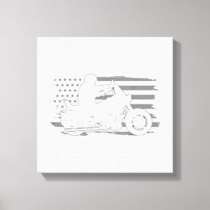 Patriotic Motorcycle Vintage American Flag Biker Canvas Print