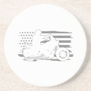 Patriotic Motorcycle Vintage American Flag Biker Coaster