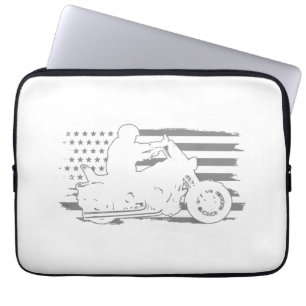 Patriotic Motorcycle Vintage American Flag Biker Laptop Sleeve