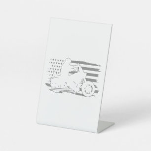 Patriotic Motorcycle Vintage American Flag Biker Pedestal Sign