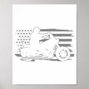 Patriotic Motorcycle Vintage American Flag Biker Poster