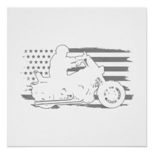 Patriotic Motorcycle Vintage American Flag Biker Poster