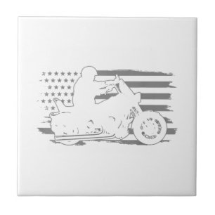 Patriotic Motorcycle Vintage American Flag Biker Tile