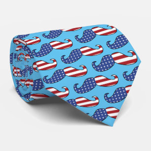 Patriotic Moustache Pattern Tie