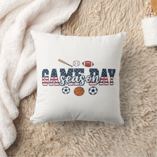 Patriotic Multi Sport Game Day Season American Fla Cushion