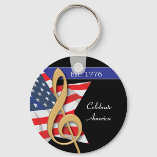 Patriotic Music Keychain