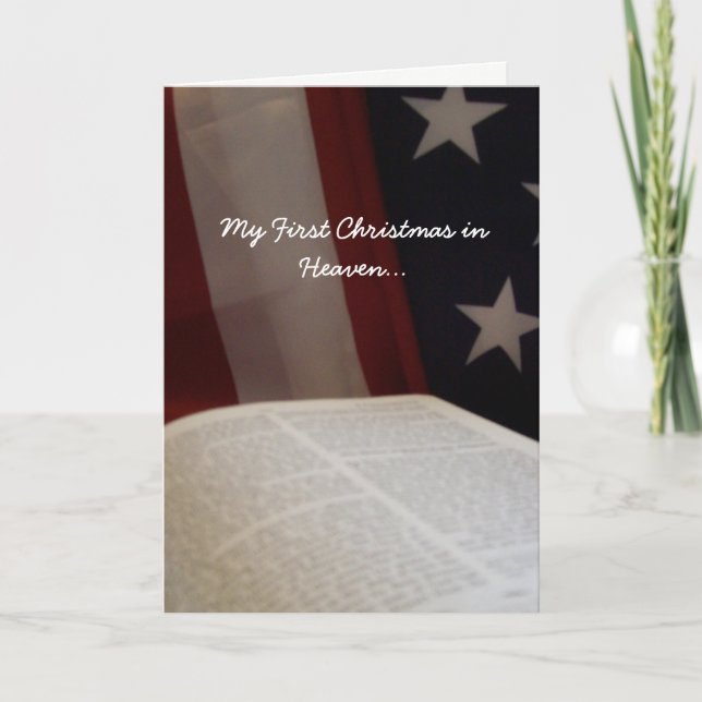 Patriotic My First Christmas in Heaven Holiday Card (Front)