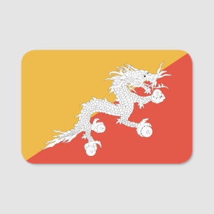 Patriotic name tag with flag of Bhutan