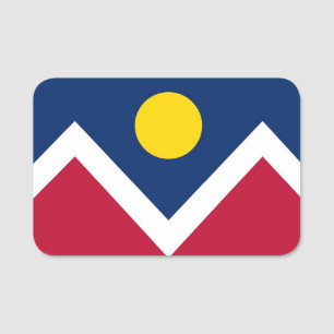 Patriotic name tag with flag of Denver, Colorado