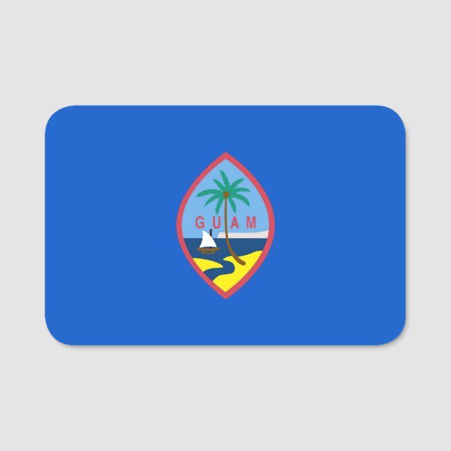 Patriotic name tag with flag of Guam, USA (Front)