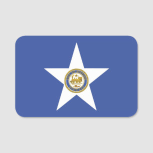 Patriotic name tag with flag of Houston