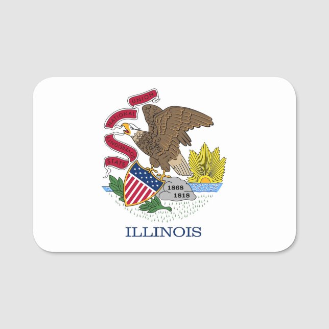 Patriotic name tag with flag of Illinois, USA (Front)
