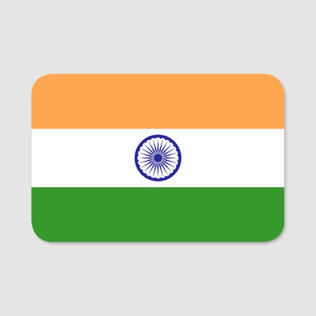 Patriotic name tag with flag of India (Front)