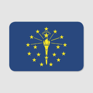 Patriotic name tag with flag of Indiana, USA