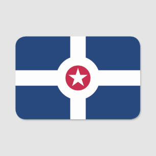 Patriotic name tag with flag of Indianapolis, USA