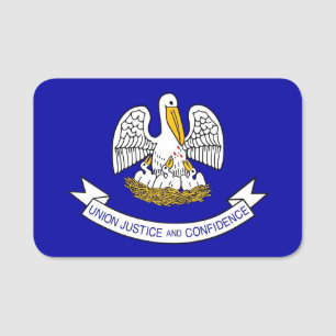 Patriotic name tag with flag of Louisiana, USA