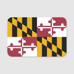 Patriotic name tag with flag of Maryland, USA