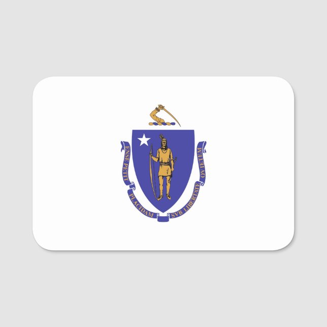 Patriotic name tag with flag of Massachusetts (Front)