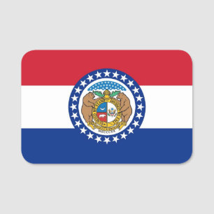 Patriotic name tag with flag of Missouri