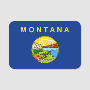Patriotic name tag with flag of Montana