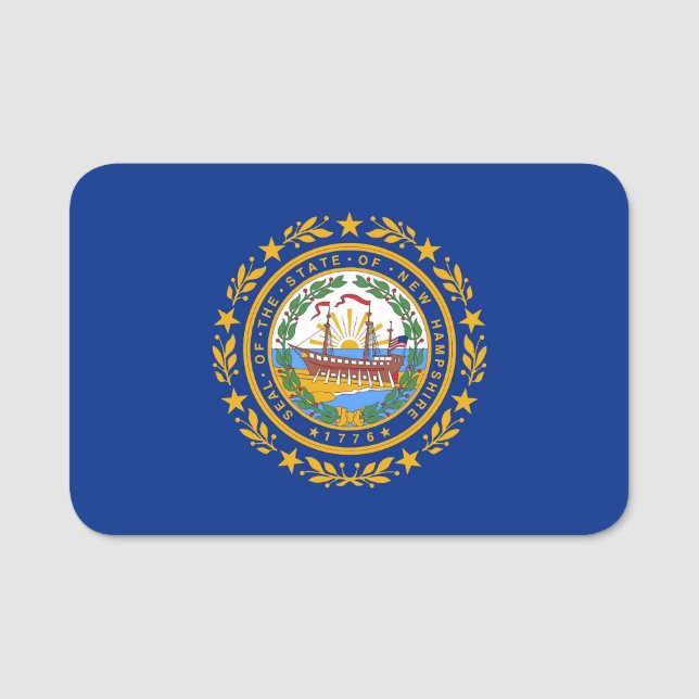 Patriotic name tag with flag of New Hampshire (Front)