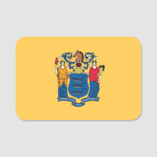 Patriotic name tag with flag of New Jersey