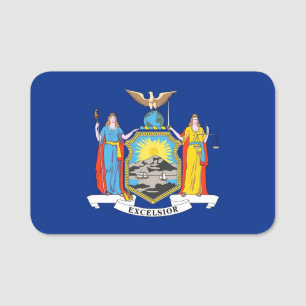 Patriotic name tag with flag of New York