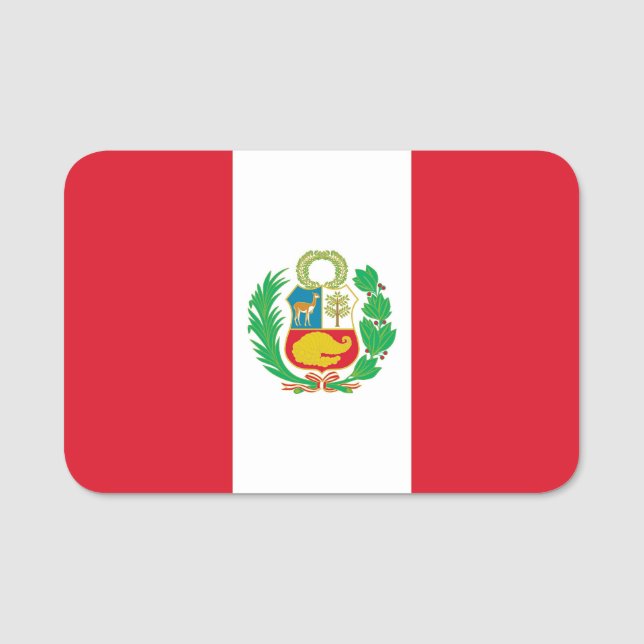 Patriotic name tag with flag of Peru (Front)