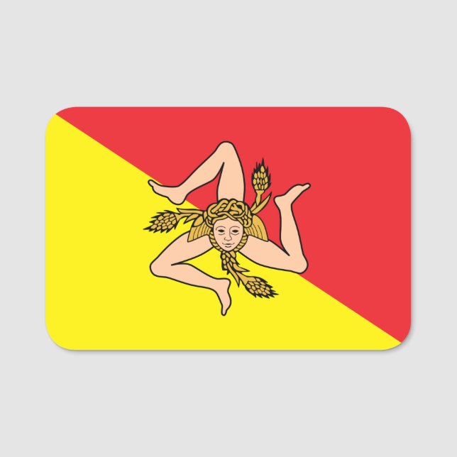 Patriotic name tag with flag of Sicily (Front)