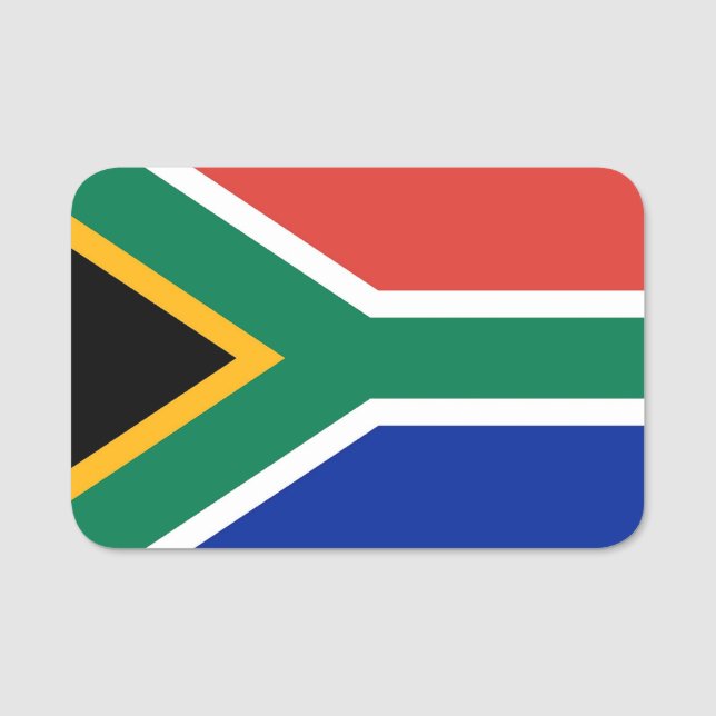 Patriotic name tag with flag of South Africa (Front)