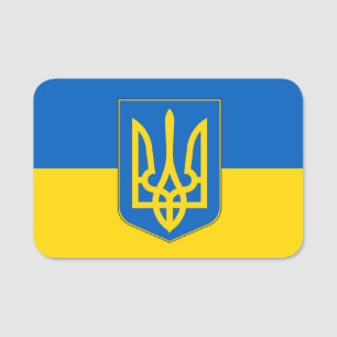 Patriotic name tag with flag of Ukraine