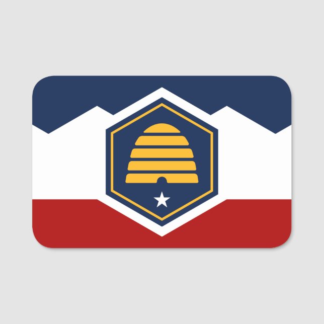 Patriotic name tag with flag of Utah, USA (Front)