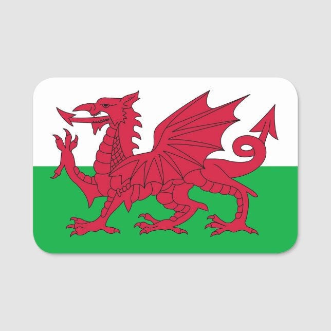 Patriotic name tag with flag of Wales (Front)