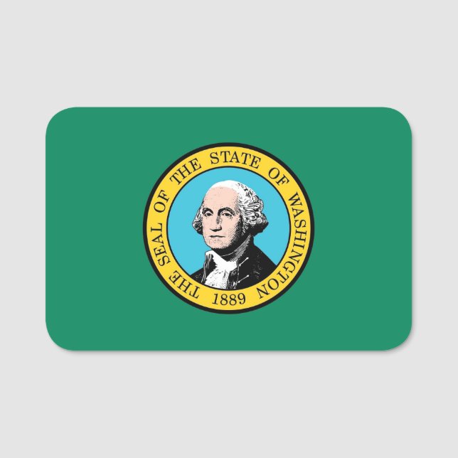 Patriotic name tag with flag of Washington State (Front)