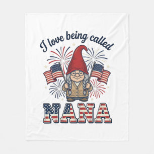 Patriotic Nana Gnome Vintage Grandmother Shirt Des Fleece Blanket