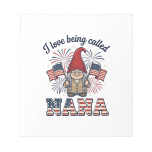 Patriotic Nana Gnome Vintage Grandmother Shirt Des Notepad