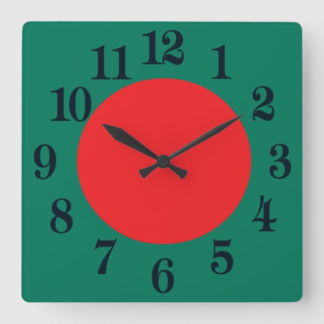 Patriotic National Flag Bangladesh Square Wall Clock (Front)