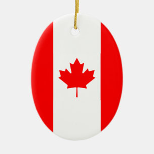 Patriotic National Flag of CANADA Ceramic Tree Decoration