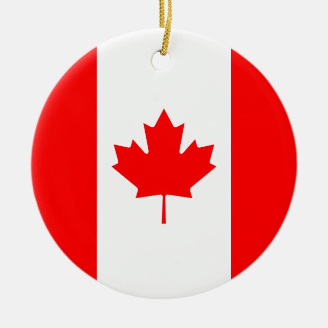 Patriotic National Flag of CANADA Ceramic Tree Decoration (Front)
