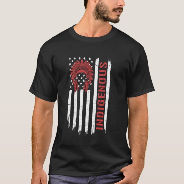 Patriotic Native American Flag USA Indigenous 4th  T-Shirt (Front)