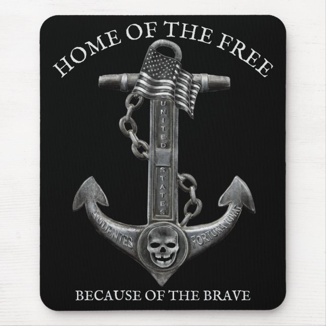 Patriotic nautical pirate anchor flag mouse mat (Front)