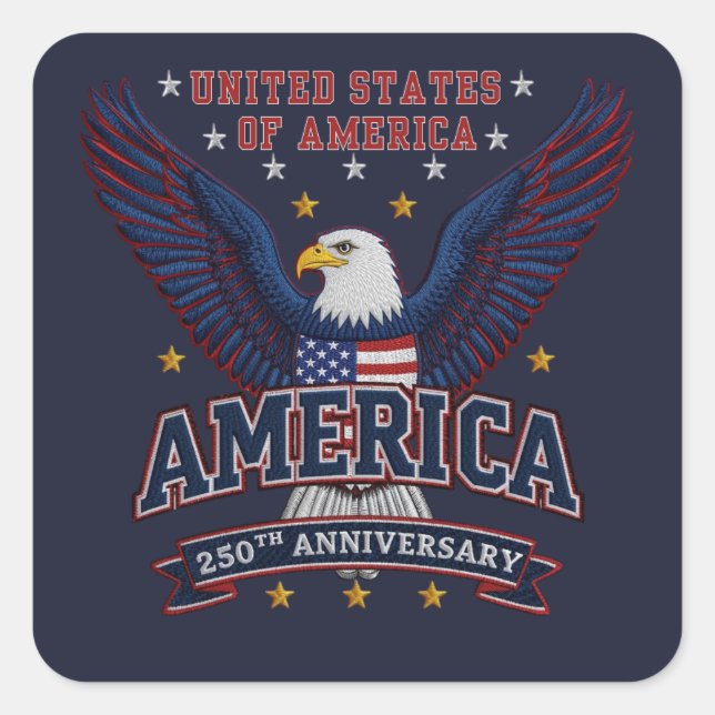 Patriotic Navy 250th Anniversary  Square Sticker (Front)