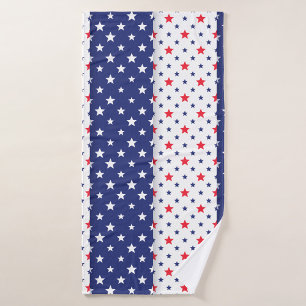 Patriotic Navy and Red Star Pattern  Bath Towel
