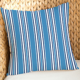 Patriotic Navy Blue and White Stripes Pattern Cushion