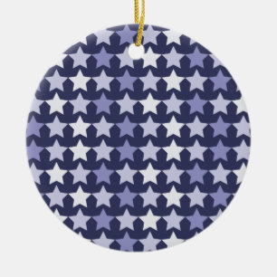 Patriotic Navy Blue Stars Ceramic Tree Decoration